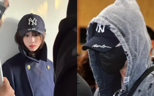 Винтер и Чонгук в одинаковых кепках Винтер и Чонгук в одинаковых кепках