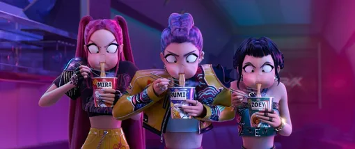 Кадр из мультфильма «Кей-поп-охотницы на демонов» Кадр из мультфильма «Кей-поп-охотницы на демонов»