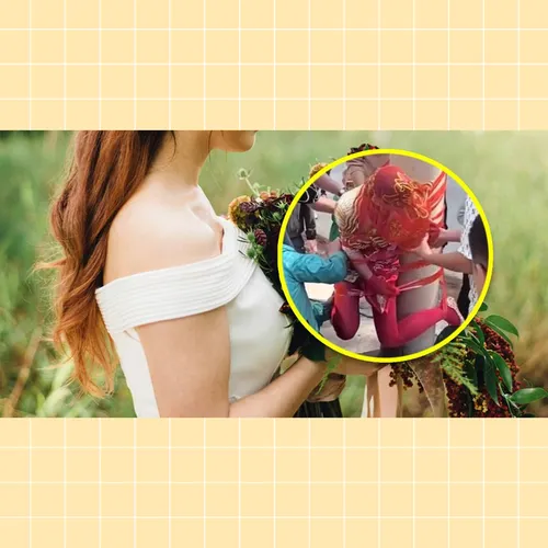 В Южной Корее невесту привязали к телефонному столбу в день свадьбы